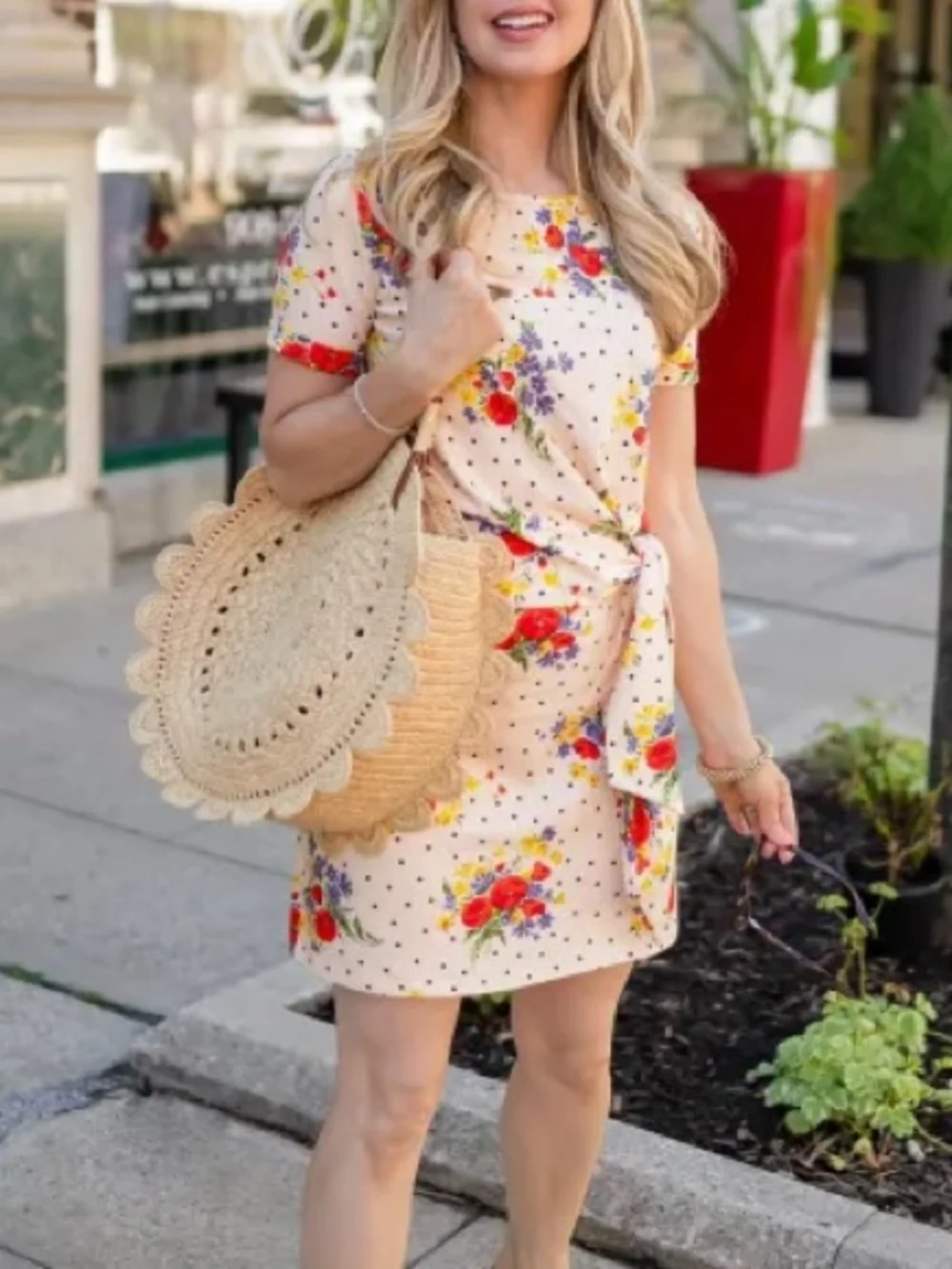 Sezane Cream short Pippa Dress with Red Floral Print NWT - Picture 15 of 15